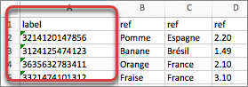 Création de la liste référentielle associée à un code barre.