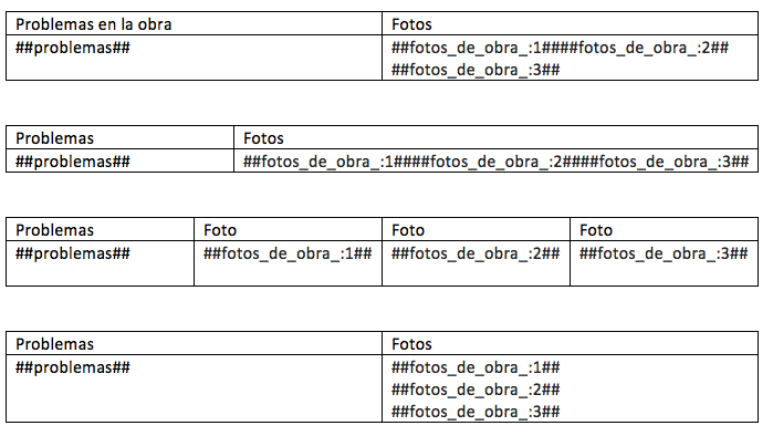 Puede integrar sus fotos en diferentes tipos de tablas. 