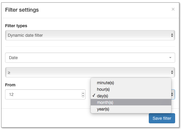 you can select a filter in the System values or in Form's field you can select a filter in the System values or in Form's fields