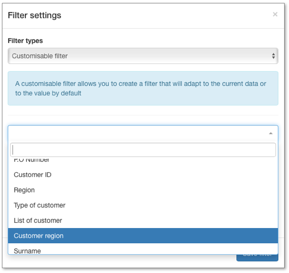 you can select a filter in the System values or in Form's fields you can select a filter in the System values or in Form's fields