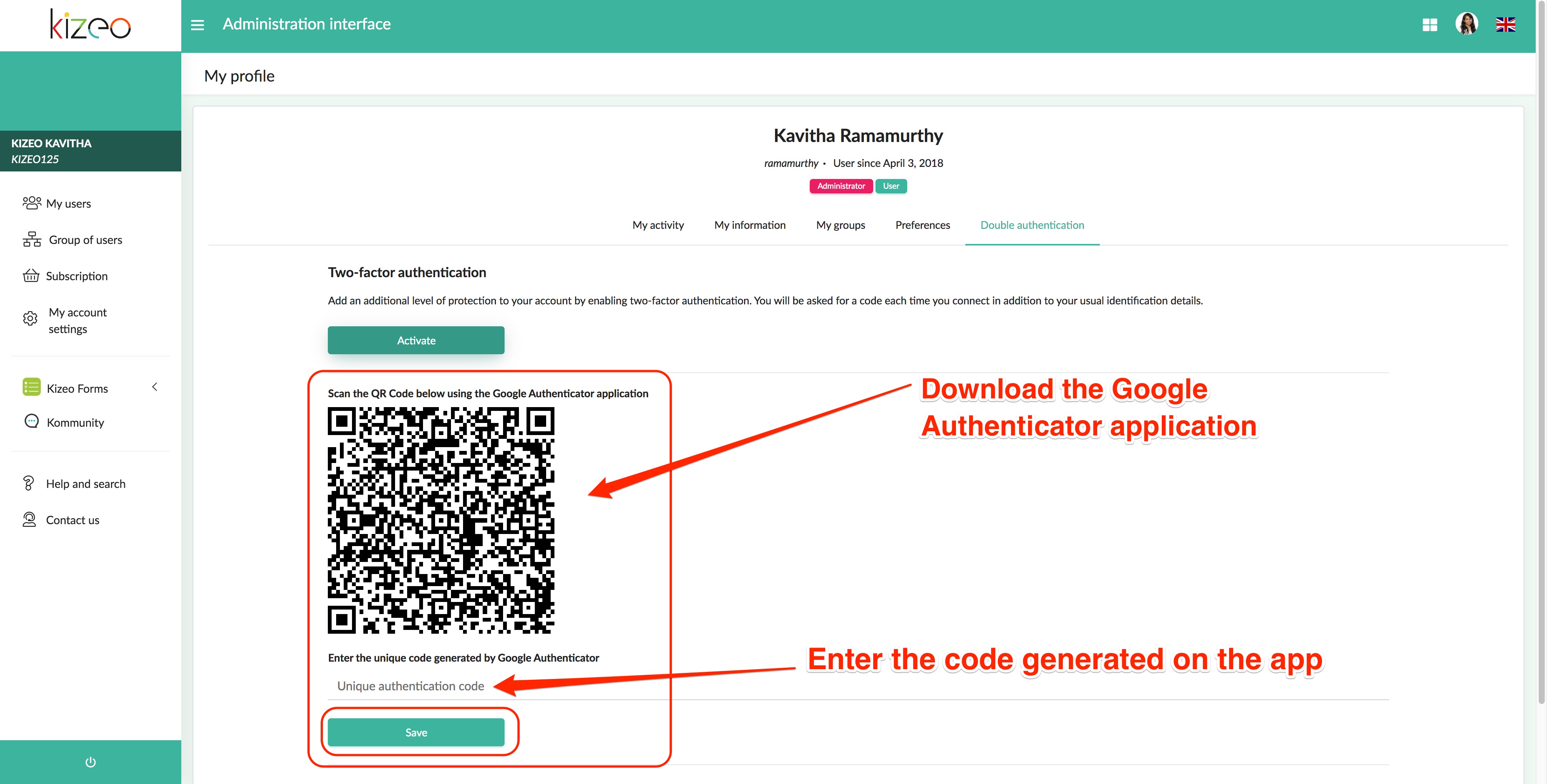 code on google authentication app