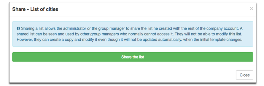 Share setting external list