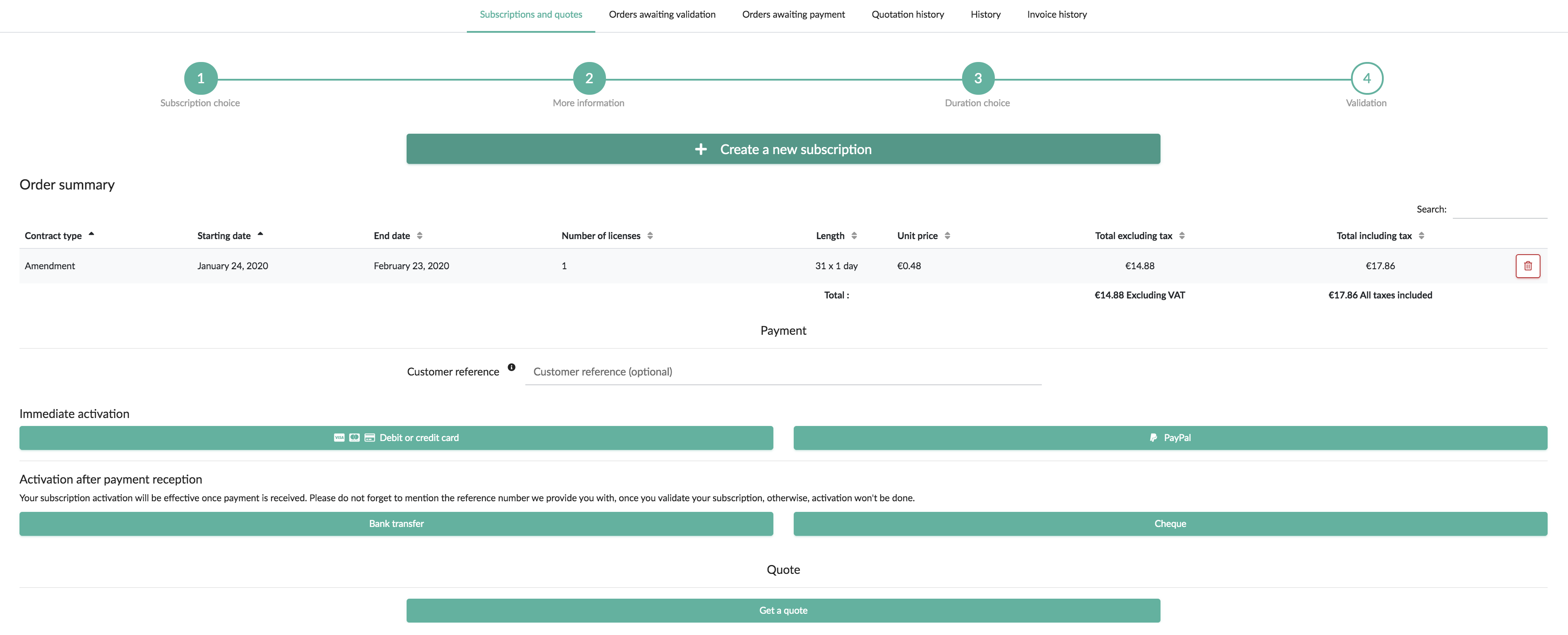 Payment methods