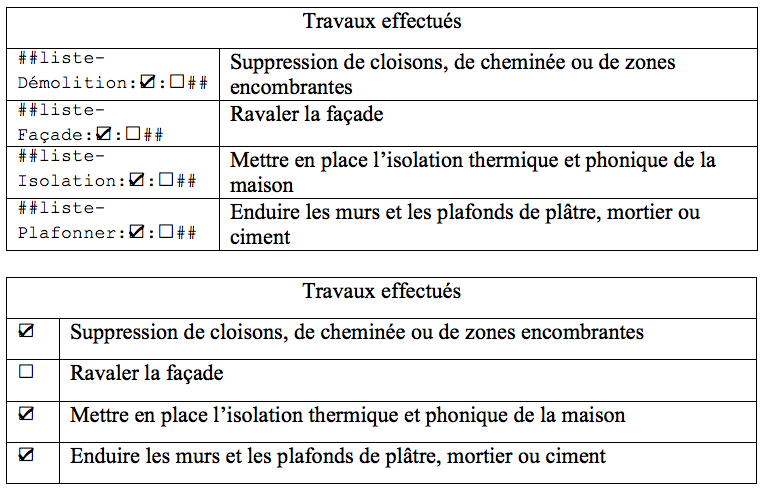 affichage de notre liste de travaux