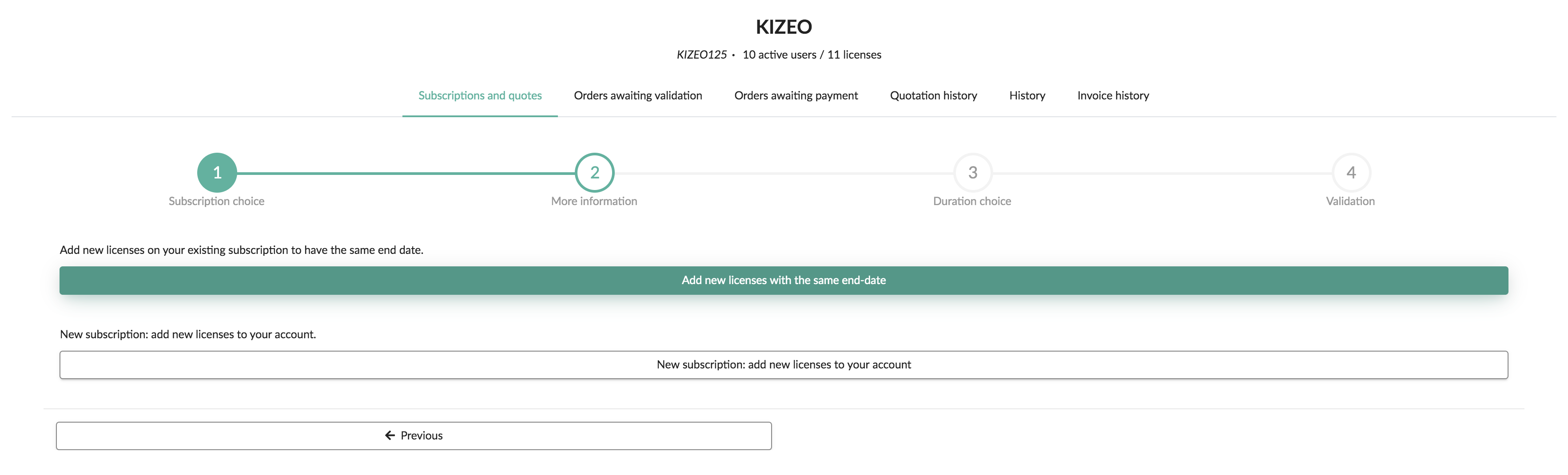 Add new licenses on your existing subscription to have the same end date.